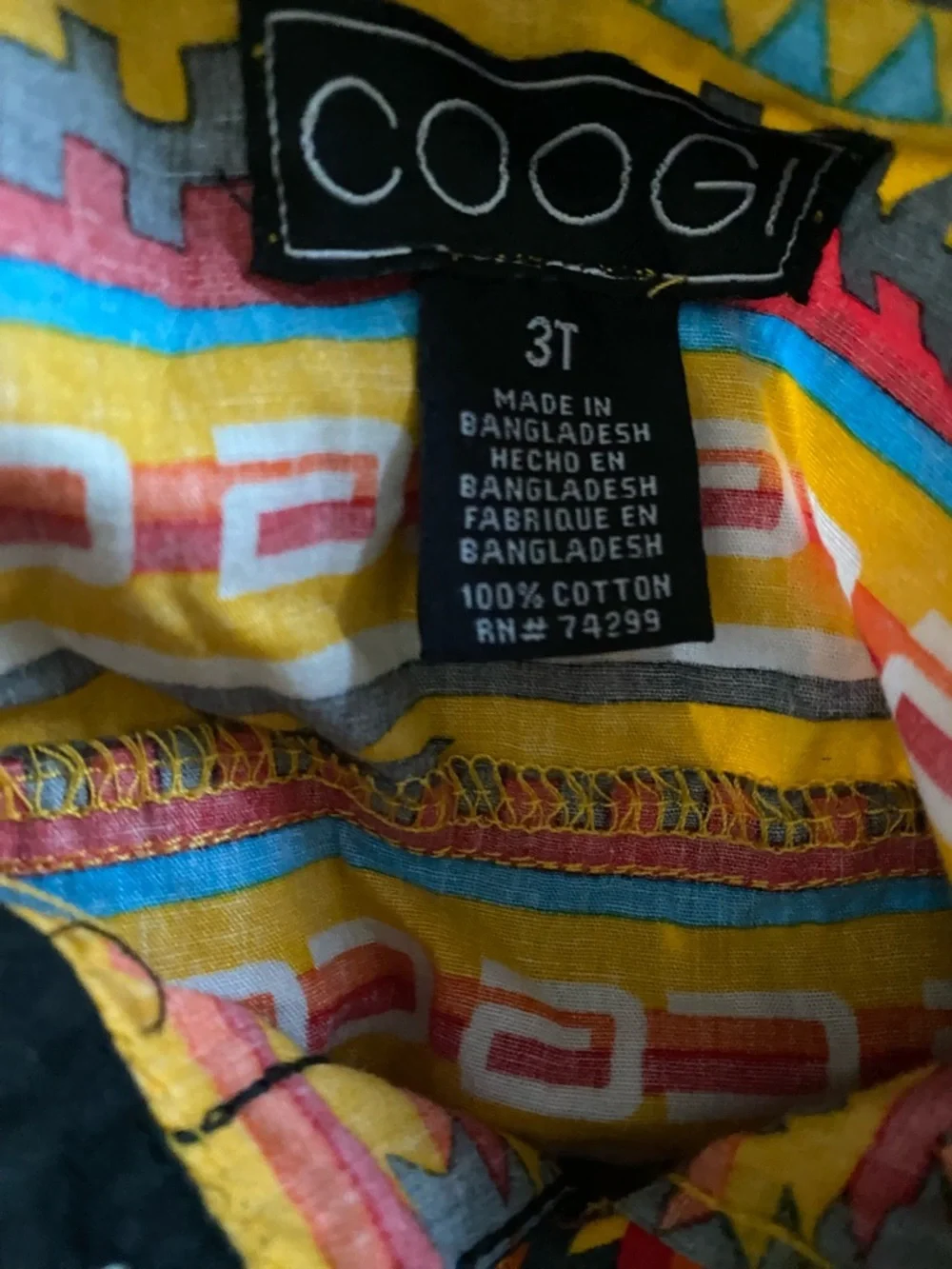 COOGI Spellout Y2K Aztec Pearl Button Down Long Sleeve Roll Tab Boys 3T Shirt